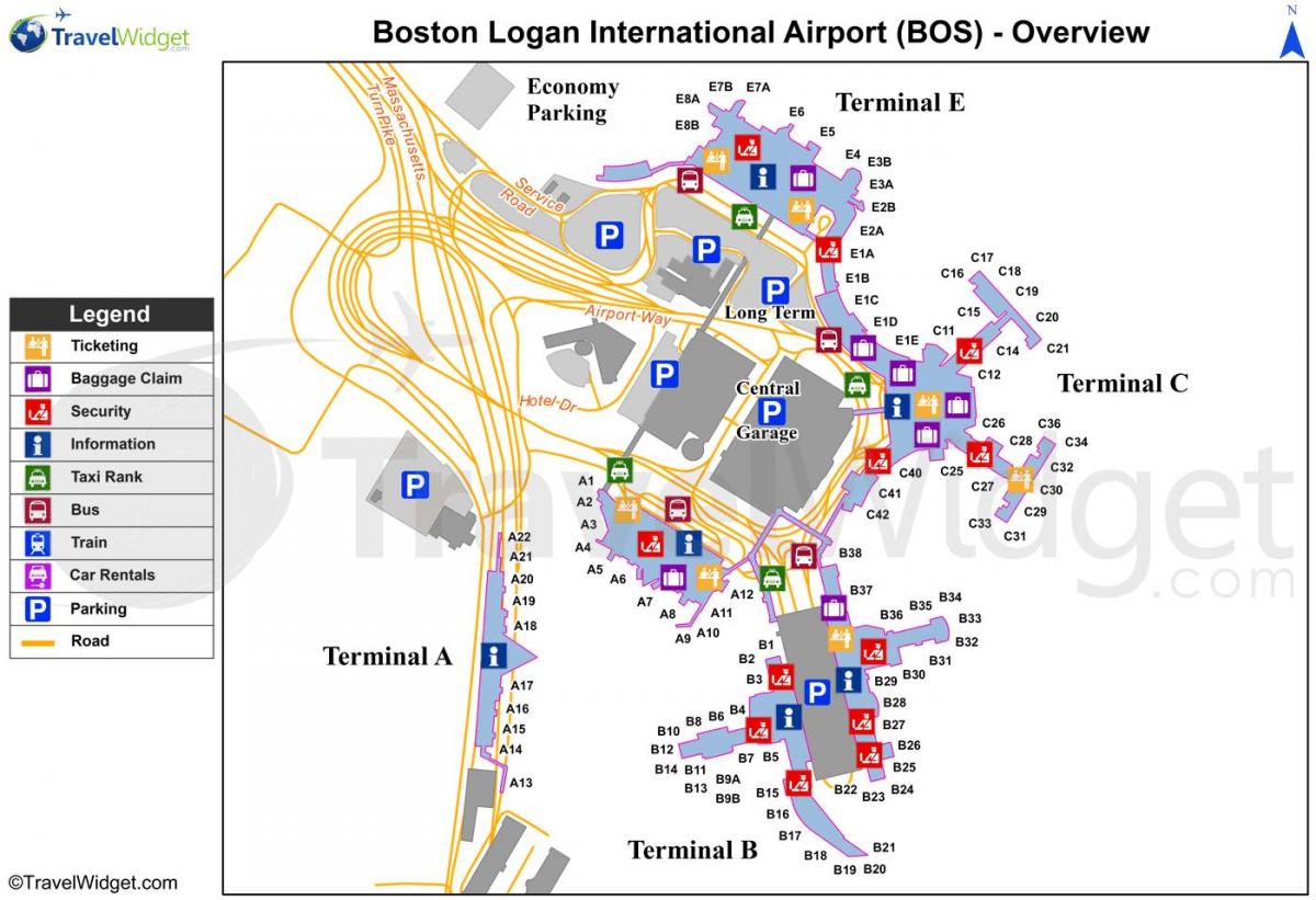 ramani ya Boston airport