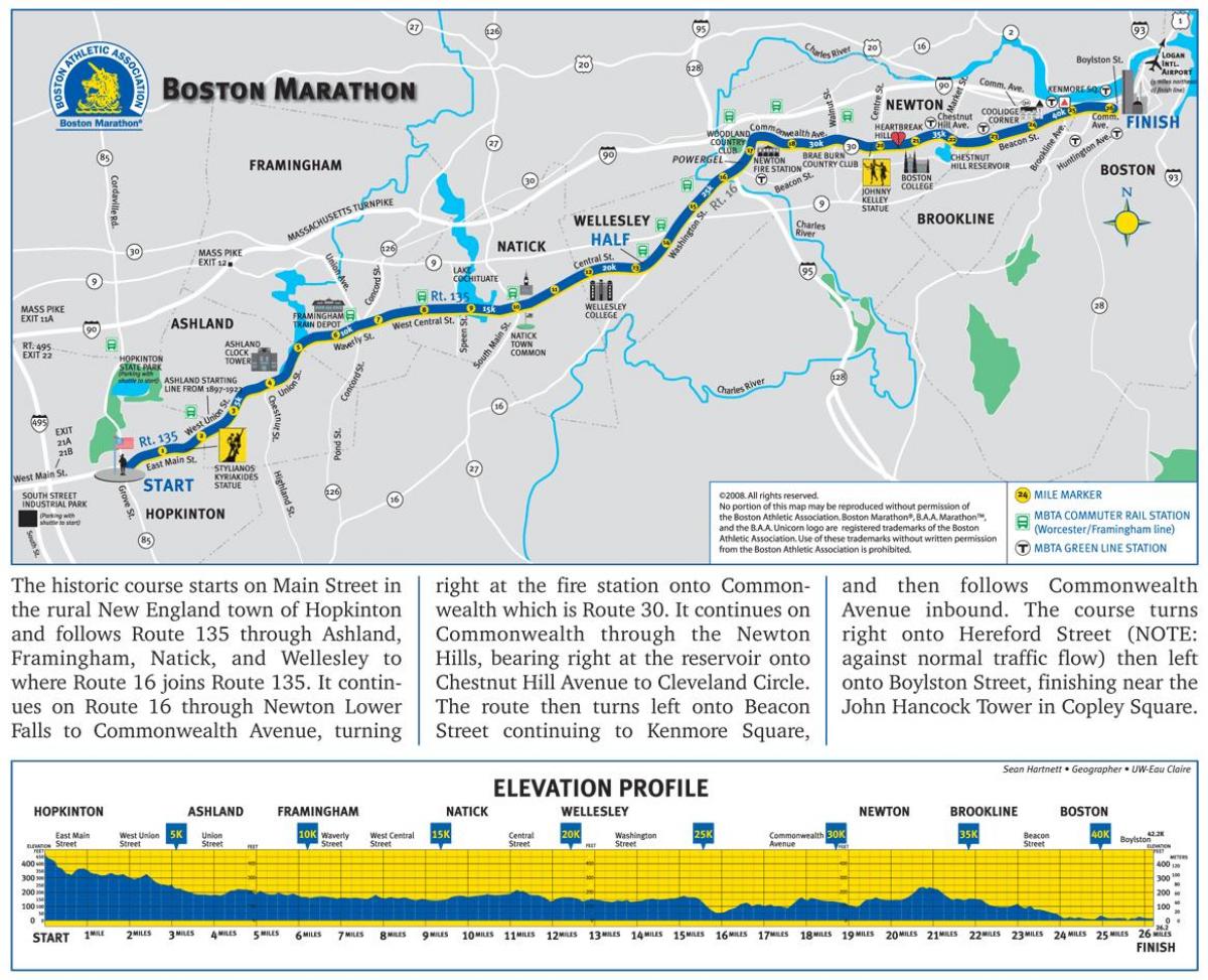 Boston marathon mwinuko ramani