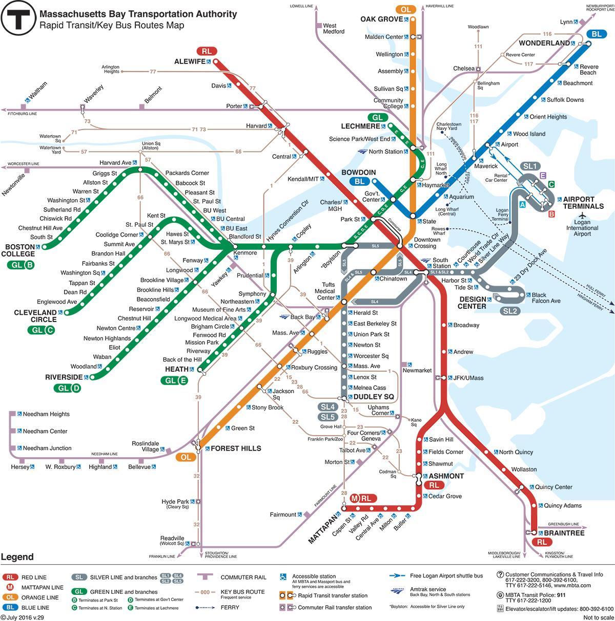 ramani ya Boston subway
