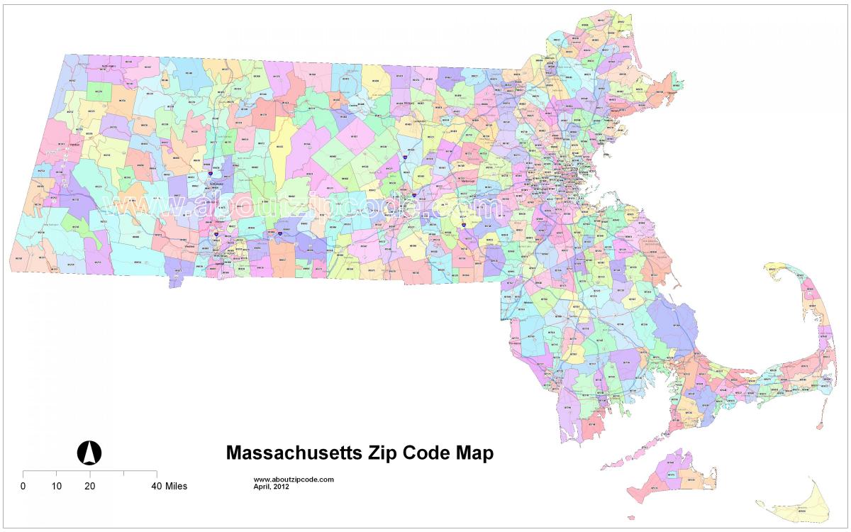 zip code ramani ya Boston
